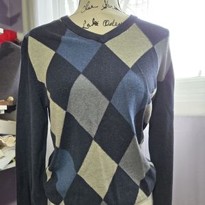 Blue argyle sweater